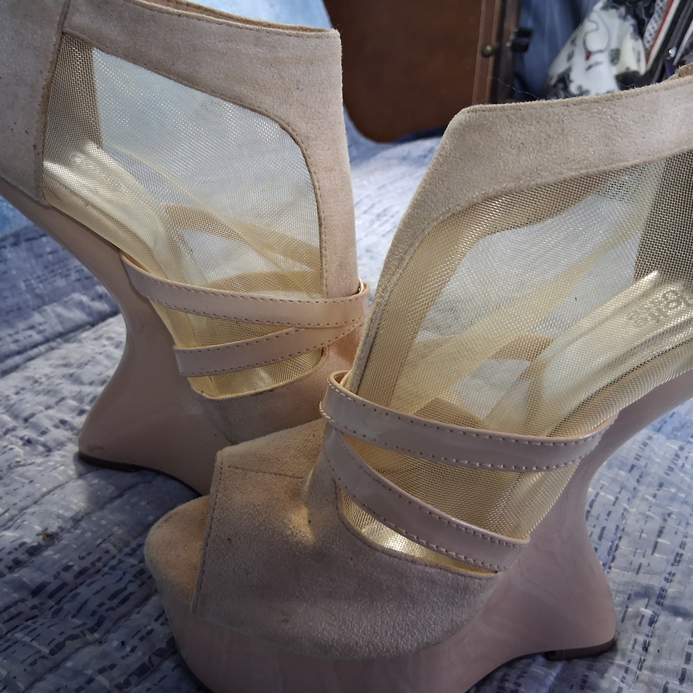 Elegant Beige Wedge Heels